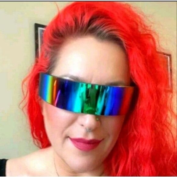 Unisex Futuristic Cyclops monoblock mirror Sunglasses main image 4